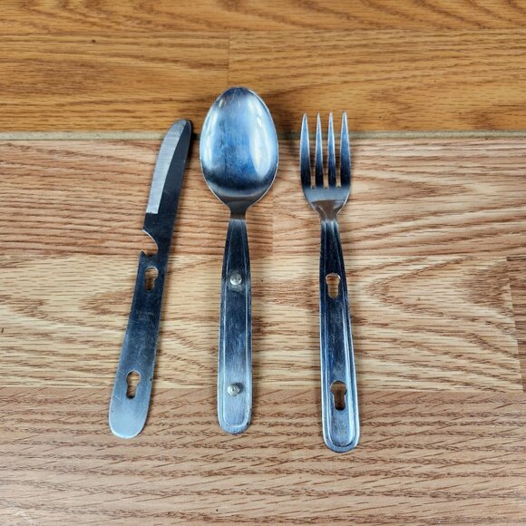 Vintage Stainless Steel Japan Cutlery Set Knife/Fork/Spoon Camping/Travel - Picture 1 of 8